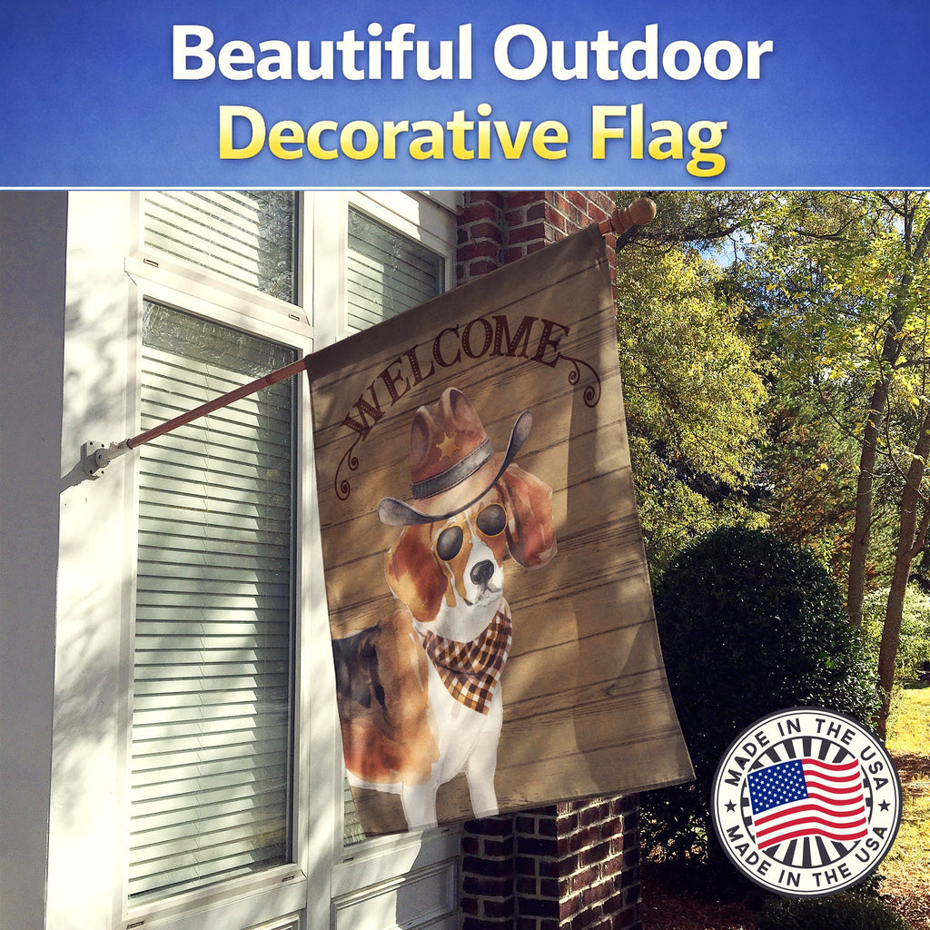 Beagle Country Dog House Flag 28x40 Porch Sleeve Pole Decorative Outside Yard Banner Artwork Wall Hanging, Polyester