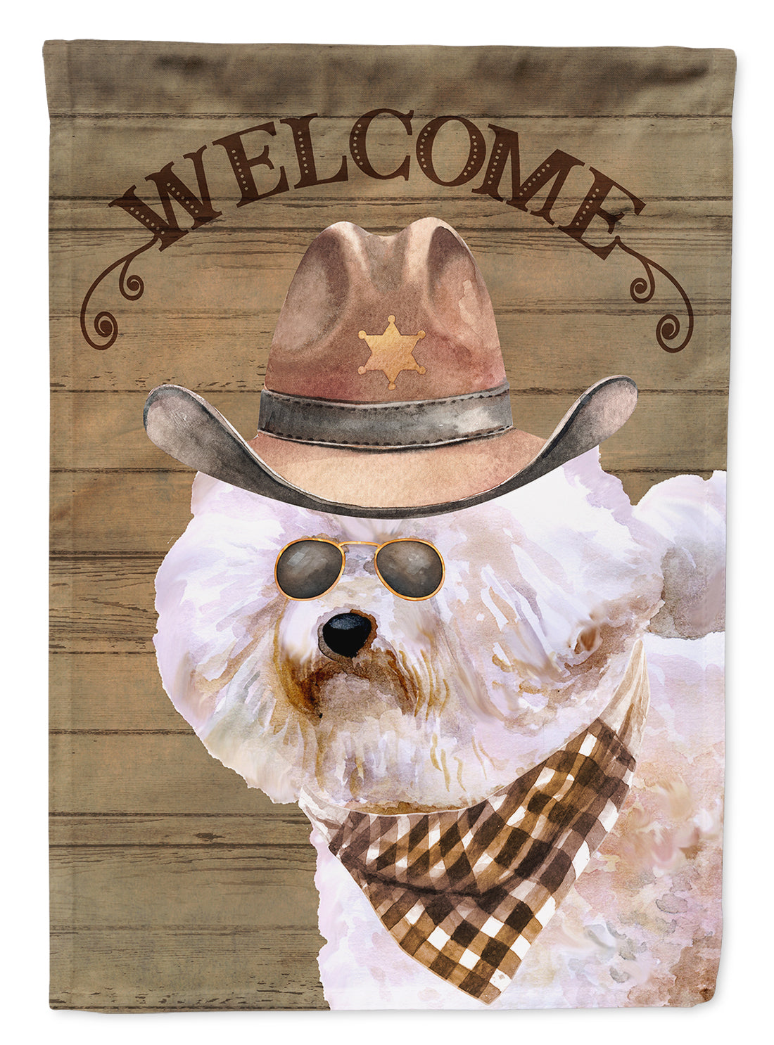 Bichon Frisé Country Dog House Flag 28x40 Porch Sleeve Pole Decorative Outside Yard Banner Artwork Wall Hanging, Polyester