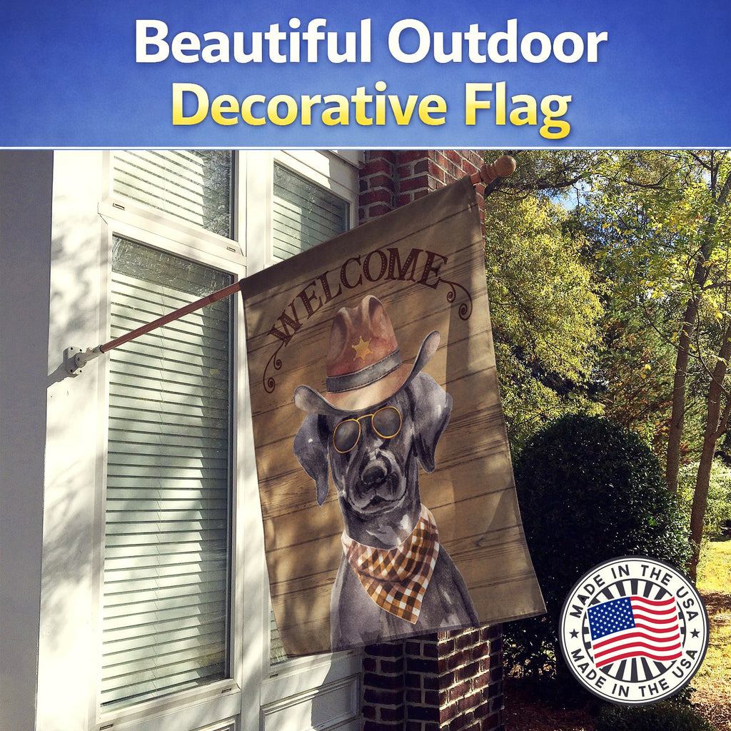 Black Labrador Retriever Country Dog House Flag 28x40 Porch Sleeve Pole Decorative Outside Yard Banner Artwork Wall Hanging, Polyester