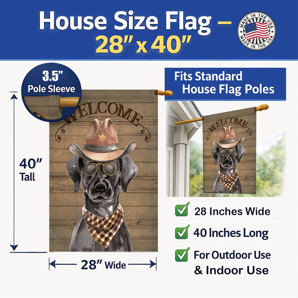 Black Labrador Retriever Country Dog House Flag 28x40 Porch Sleeve Pole Decorative Outside Yard Banner Artwork Wall Hanging, Polyester