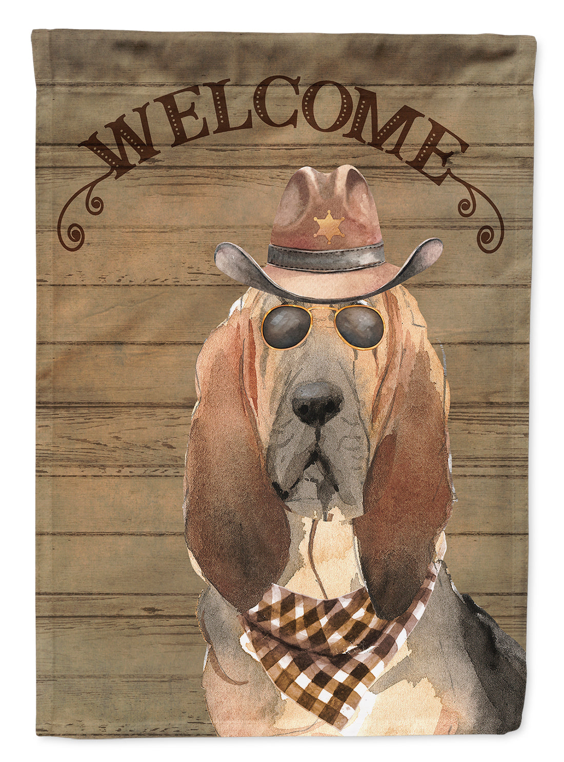 Bloodhound Country Dog House Flag 28x40 Porch Sleeve Pole Decorative Outside Yard Banner Artwork Wall Hanging, Polyester