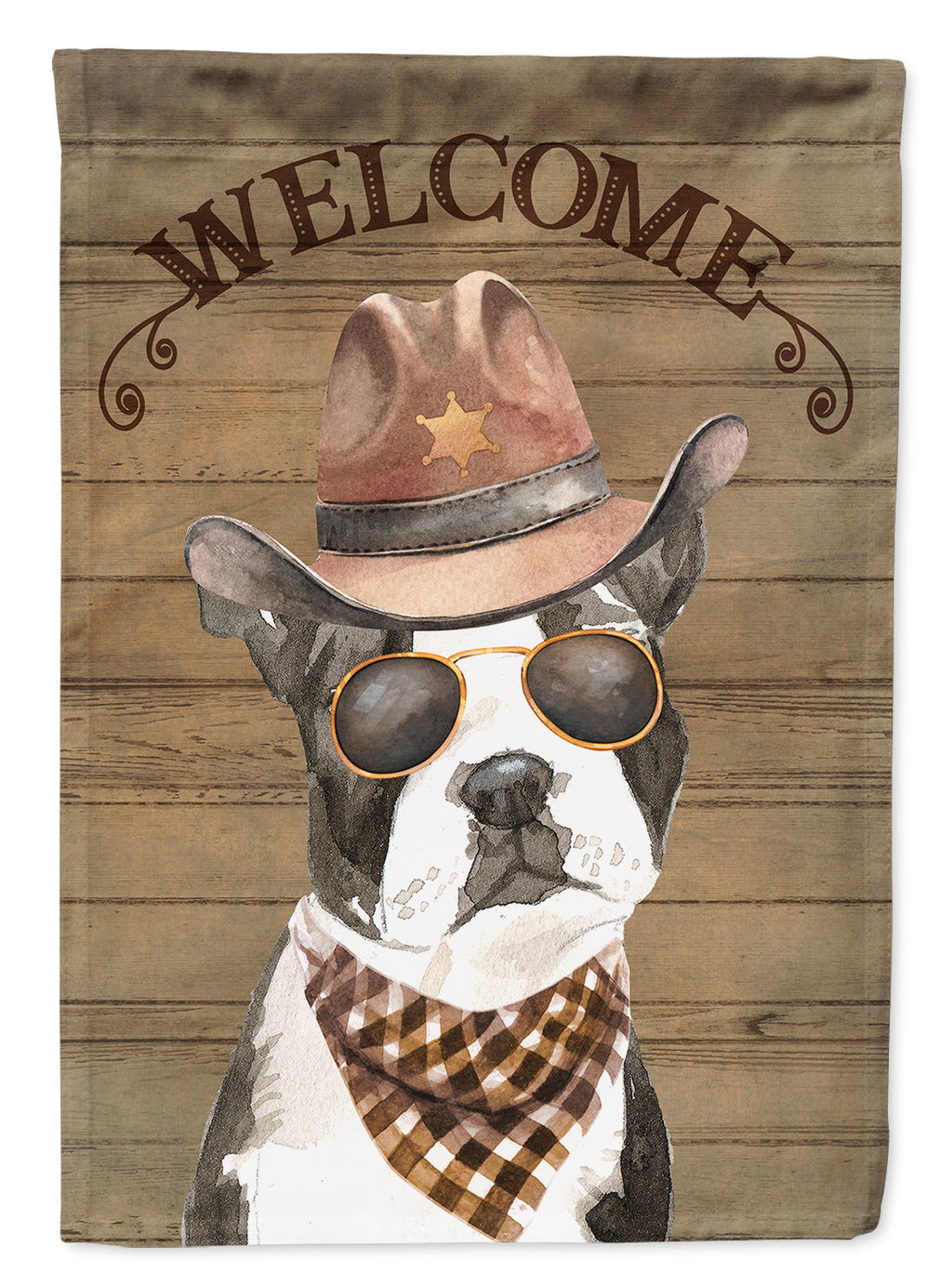 Boston Terrier Country Dog House Flag 28x40 Porch Sleeve Pole Decorative Outside Yard Banner Artwork Wall Hanging, Polyester