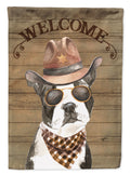 Boston Terrier Country Dog House Flag 28x40 Porch Sleeve Pole Decorative Outside Yard Banner Artwork Wall Hanging, Polyester