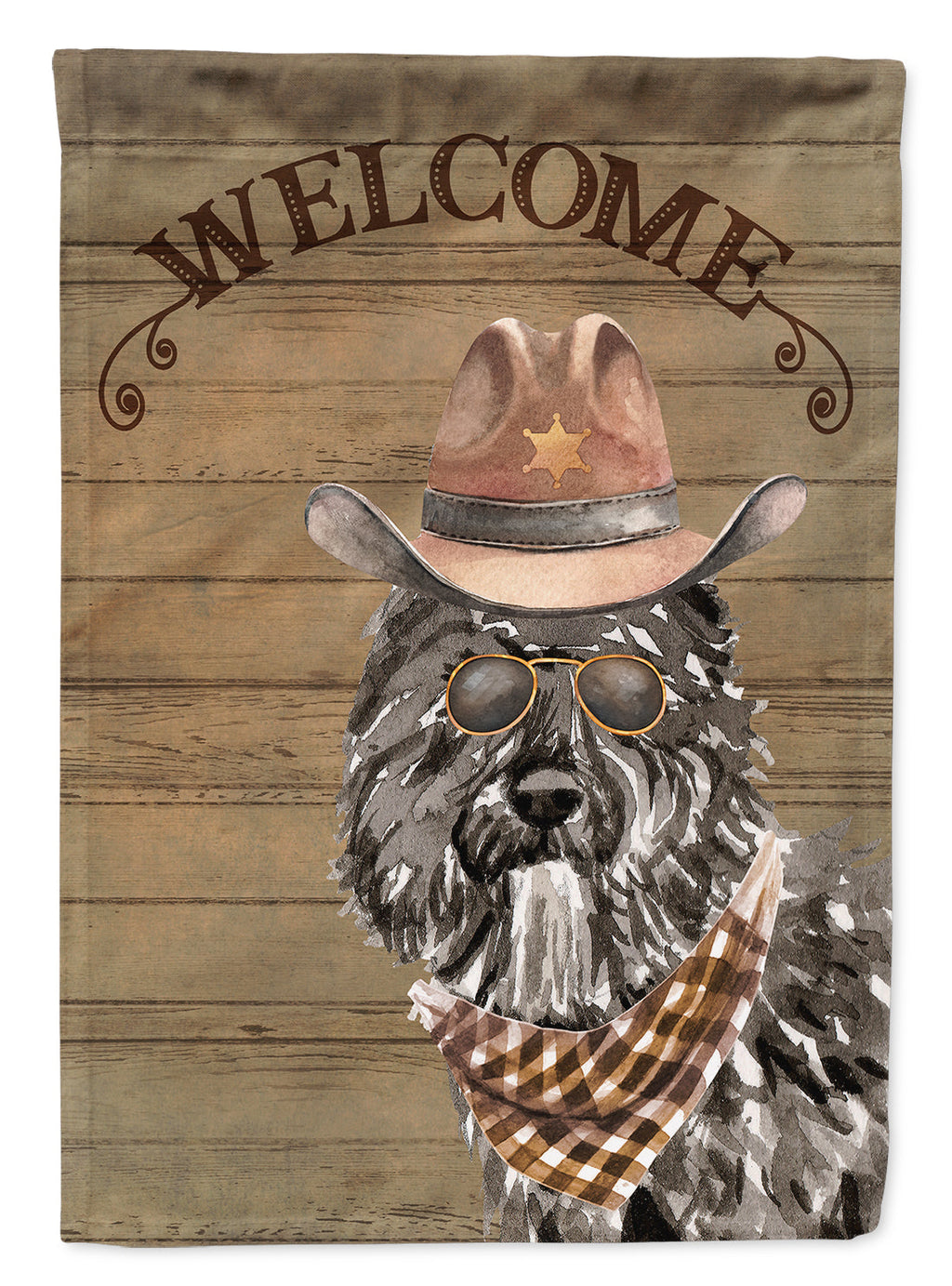 Bouvier des Flandres Country Dog House Flag 28x40 Porch Sleeve Pole Decorative Outside Yard Banner Artwork Wall Hanging, Polyester