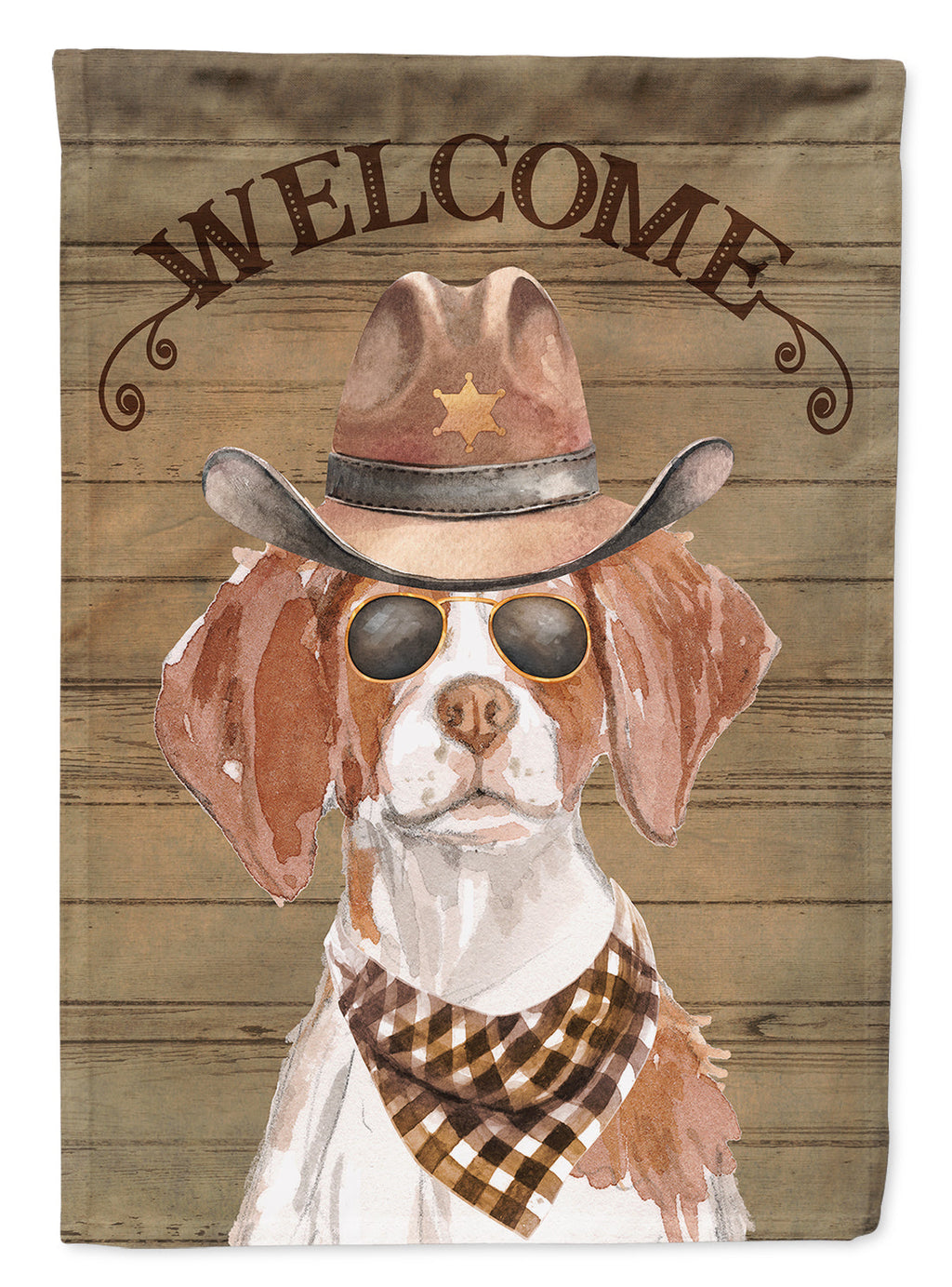 Brittany Country Dog House Flag 28x40 Porch Sleeve Pole Decorative Outside Yard Banner Artwork Wall Hanging, Polyester