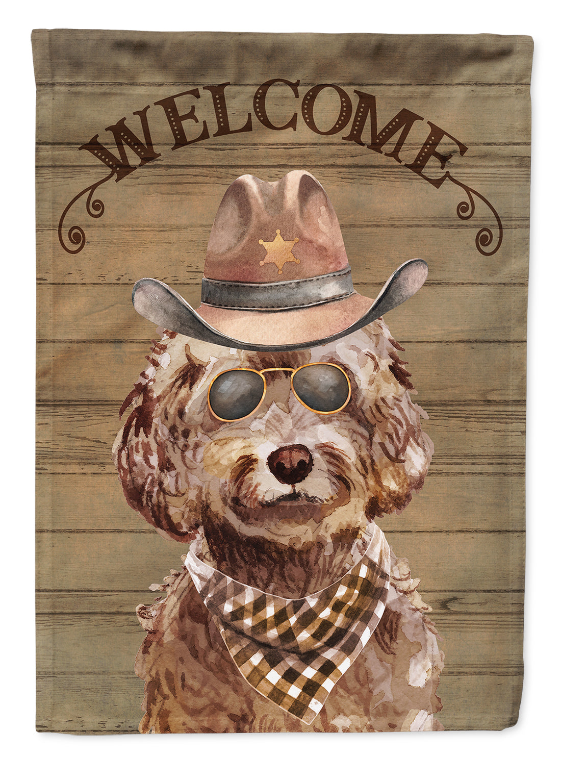 Brown Cockapoo Country Dog House Flag 28x40 Porch Sleeve Pole Decorative Outside Yard Banner Artwork Wall Hanging, Polyester
