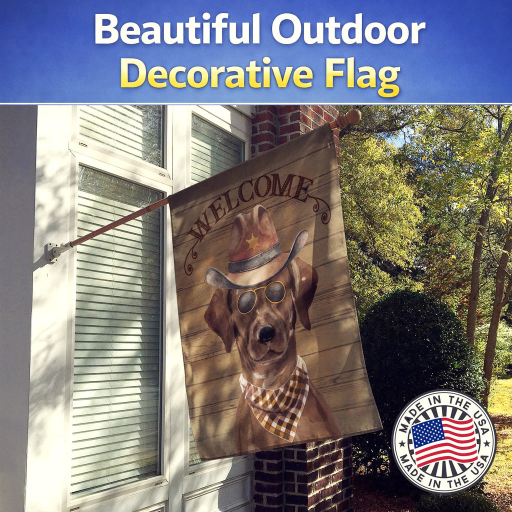 Chocolate Labrador Retriever Country Dog House Flag 28x40 Porch Sleeve Pole Decorative Outside Yard Banner Artwork Wall Hanging, Polyester