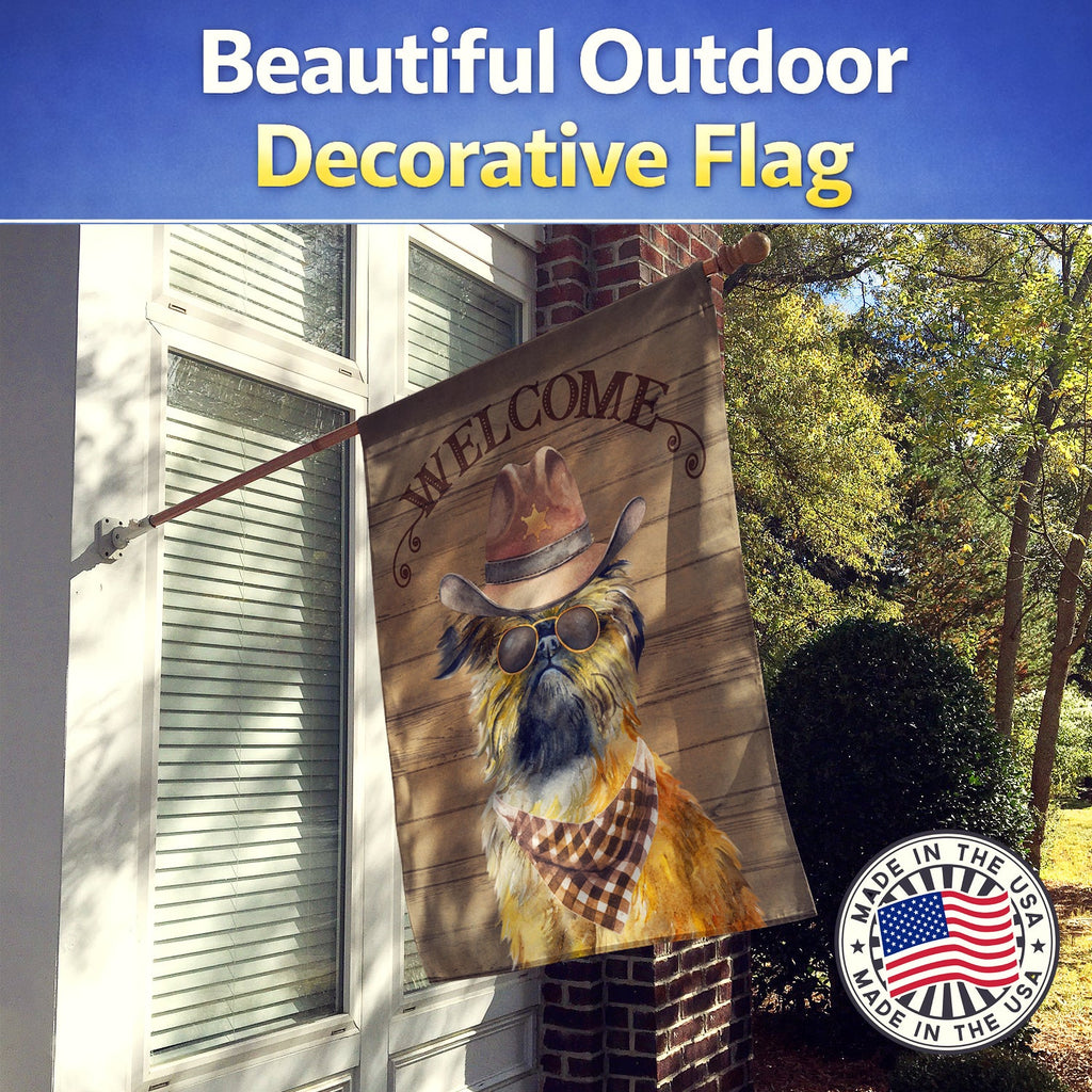 Brussels Griffon Country Dog House Flag 28x40 Porch Sleeve Pole Decorative Outside Yard Banner Artwork Wall Hanging, Polyester