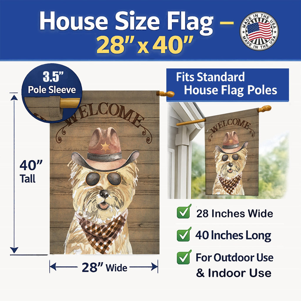 Cairn Terrier Country Dog House Flag 28x40 Porch Sleeve Pole Decorative Outside Yard Banner Artwork Wall Hanging, Polyester
