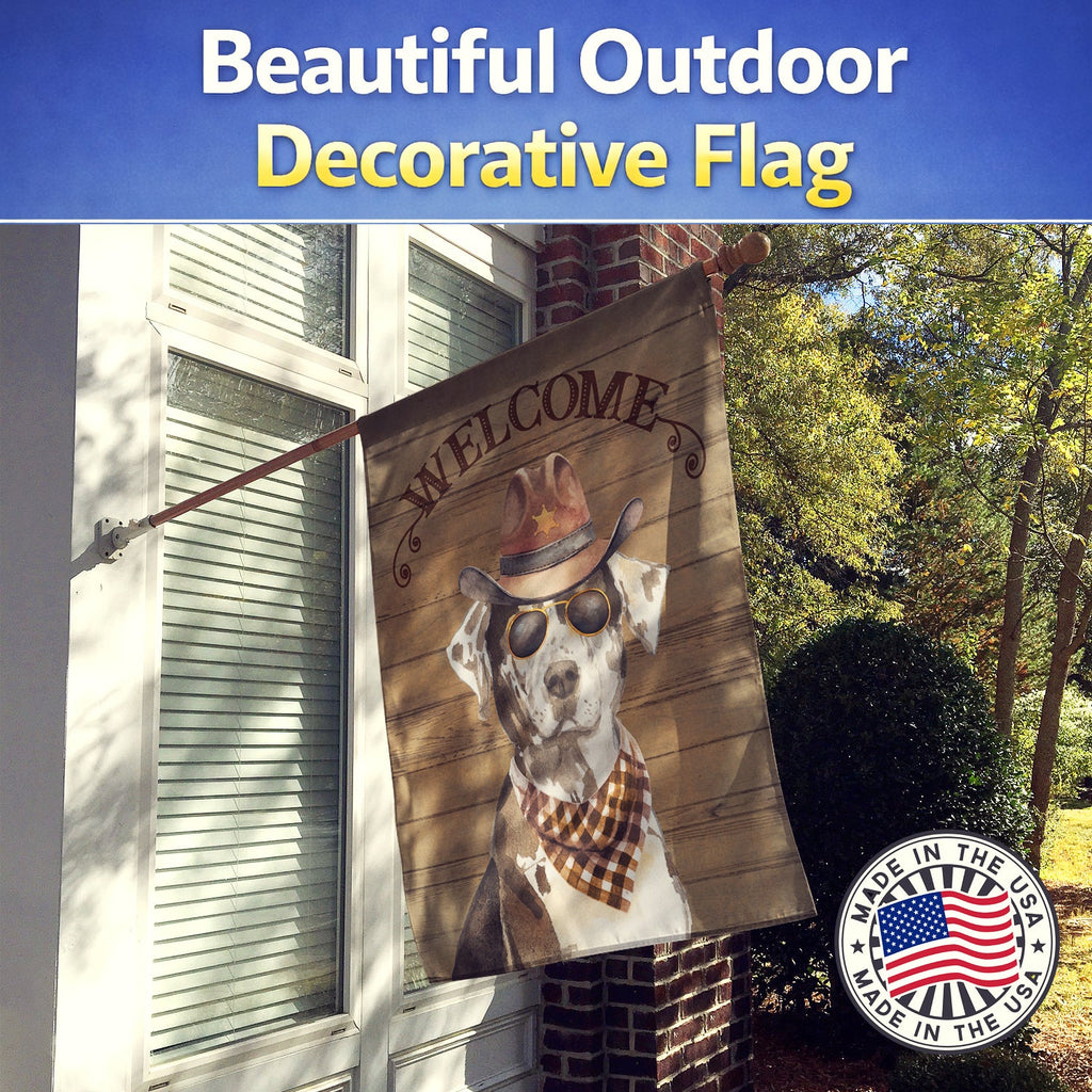 Catahoula Leopard Dog Country Dog House Flag 28x40 Porch Sleeve Pole Decorative Outside Yard Banner Artwork Wall Hanging, Polyester