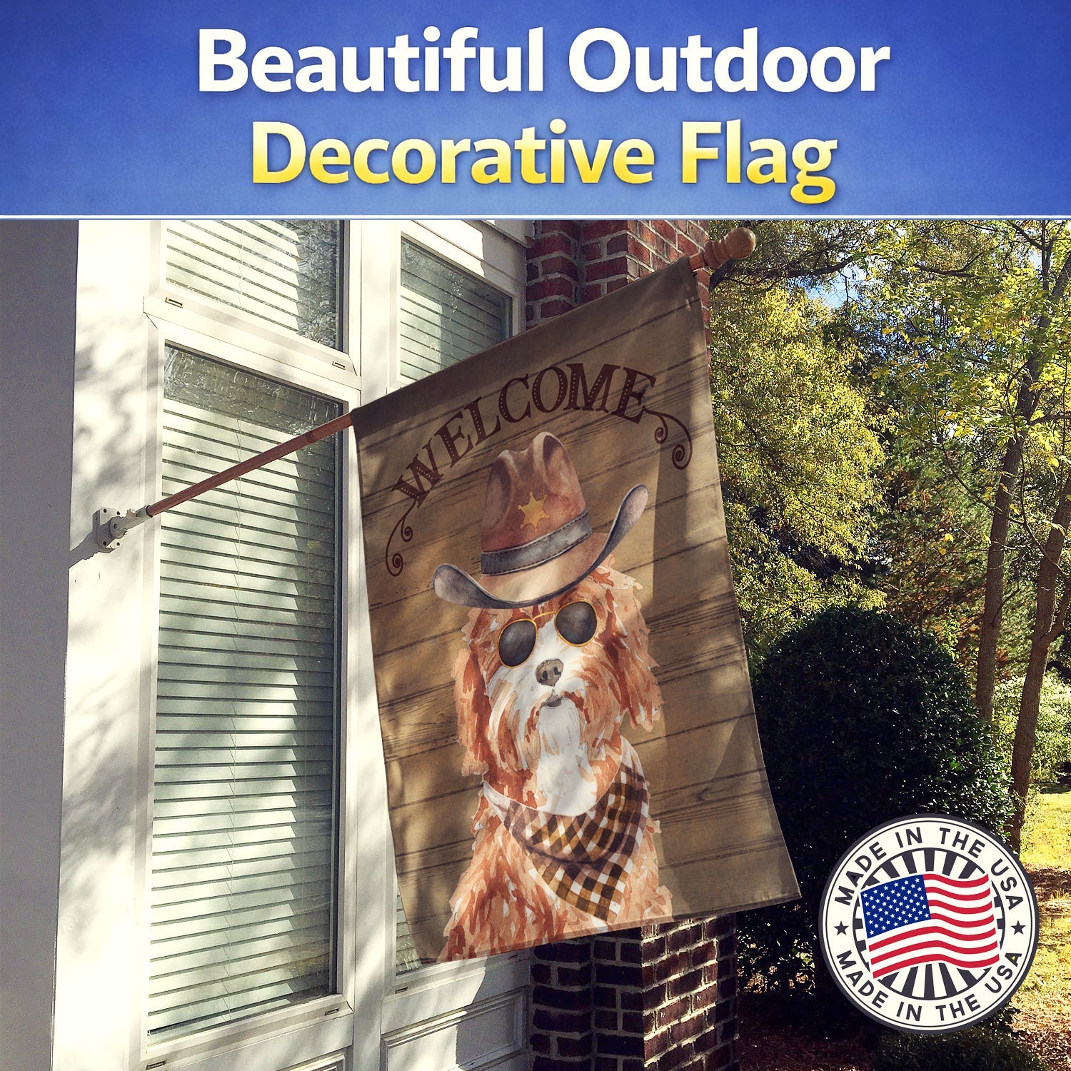 Cavapoo Country Dog House Flag 28x40 Porch Sleeve Pole Decorative Outside Yard Banner Artwork Wall Hanging, Polyester