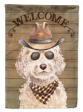 Champagne Cockapoo Country Dog House Flag 28x40 Porch Sleeve Pole Decorative Outside Yard Banner Artwork Wall Hanging, Polyester