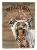 Chinese Crested Country Dog House Flag 28x40 Porch Sleeve Pole Decorative Outside Yard Banner Artwork Wall Hanging, Polyester