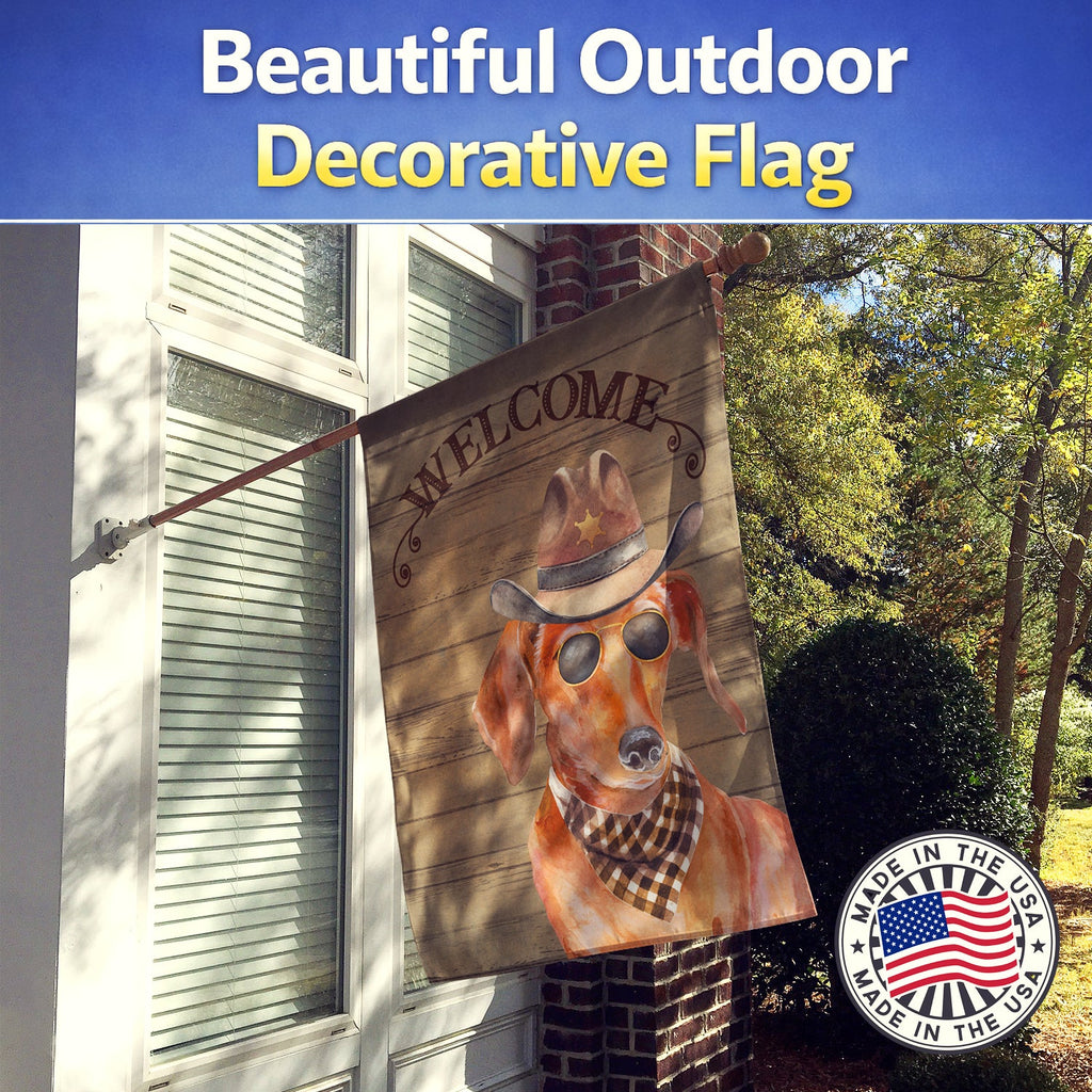 Dachshund Country Dog House Flag 28x40 Porch Sleeve Pole Decorative Outside Yard Banner Artwork Wall Hanging, Polyester