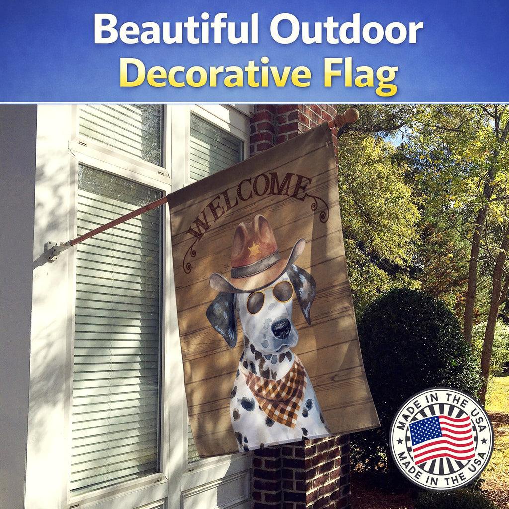 Dalmatian Puppy Country Dog House Flag 28x40 Porch Sleeve Pole Decorative Outside Yard Banner Artwork Wall Hanging, Polyester