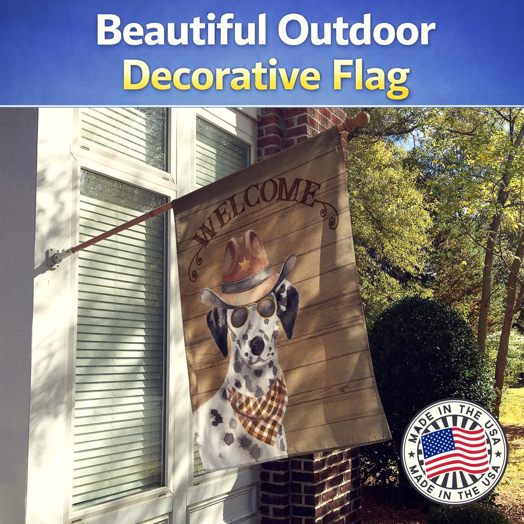 Dalmatian Country Dog House Flag 28x40 Porch Sleeve Pole Decorative Outside Yard Banner Artwork Wall Hanging, Polyester