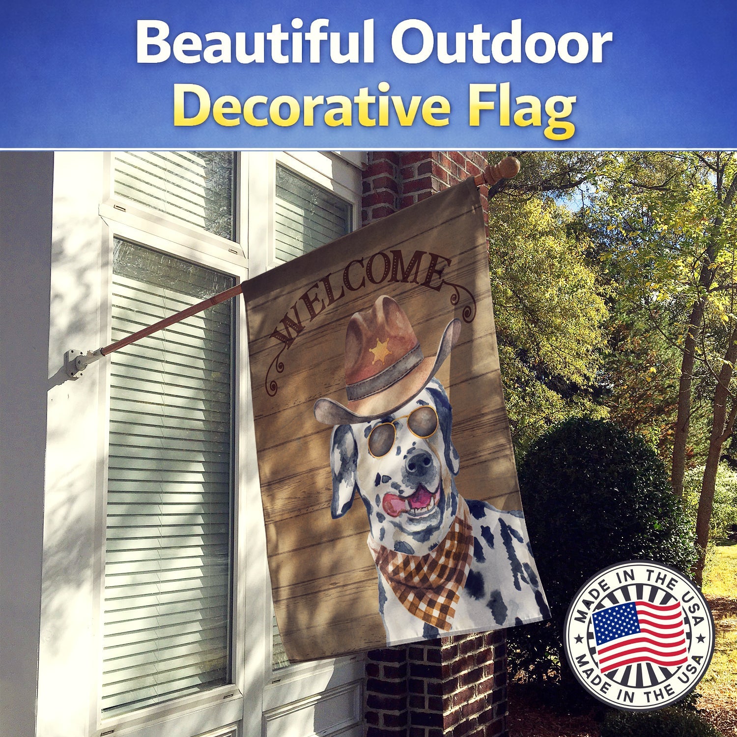Dalmatian #2 Country Dog House Flag 28x40 Porch Sleeve Pole Decorative Outside Yard Banner Artwork Wall Hanging, Polyester