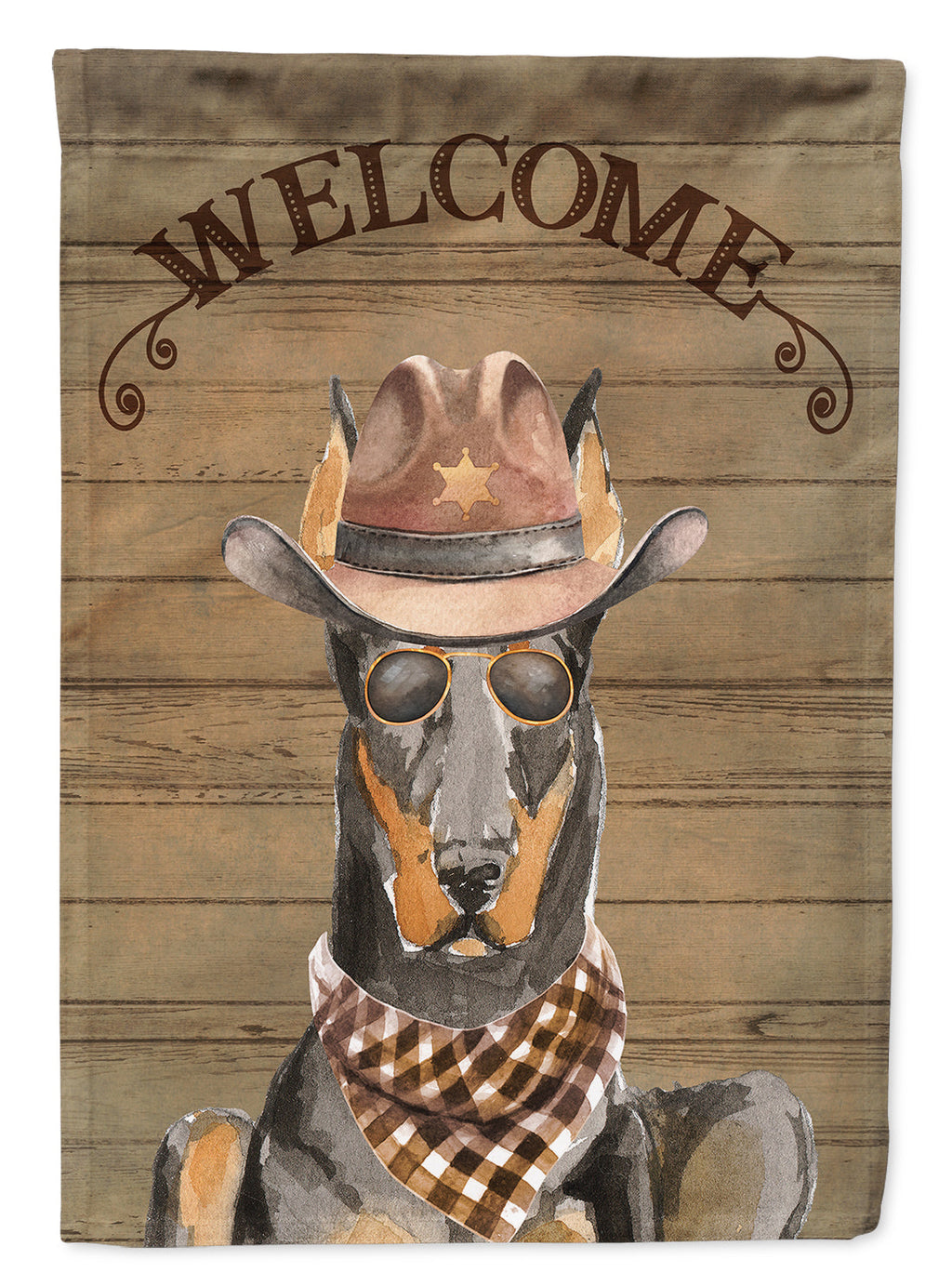 Doberman Pinscher Country Dog House Flag 28x40 Porch Sleeve Pole Decorative Outside Yard Banner Artwork Wall Hanging, Polyester