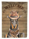 Doberman Pinscher Country Dog House Flag 28x40 Porch Sleeve Pole Decorative Outside Yard Banner Artwork Wall Hanging, Polyester