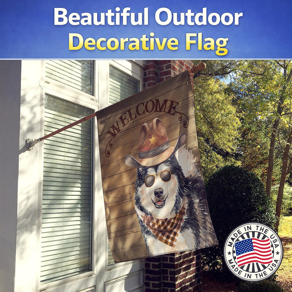 Alaskan Malamute Country Dog House Flag 28x40 Porch Sleeve Pole Decorative Outside Yard Banner Artwork Wall Hanging, Polyester