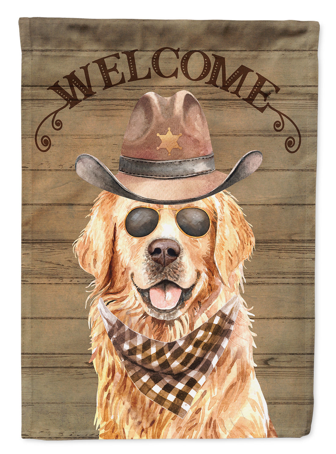 Golden Retriever Country Dog House Flag 28x40 Porch Sleeve Pole Decorative Outside Yard Banner Artwork Wall Hanging, Polyester