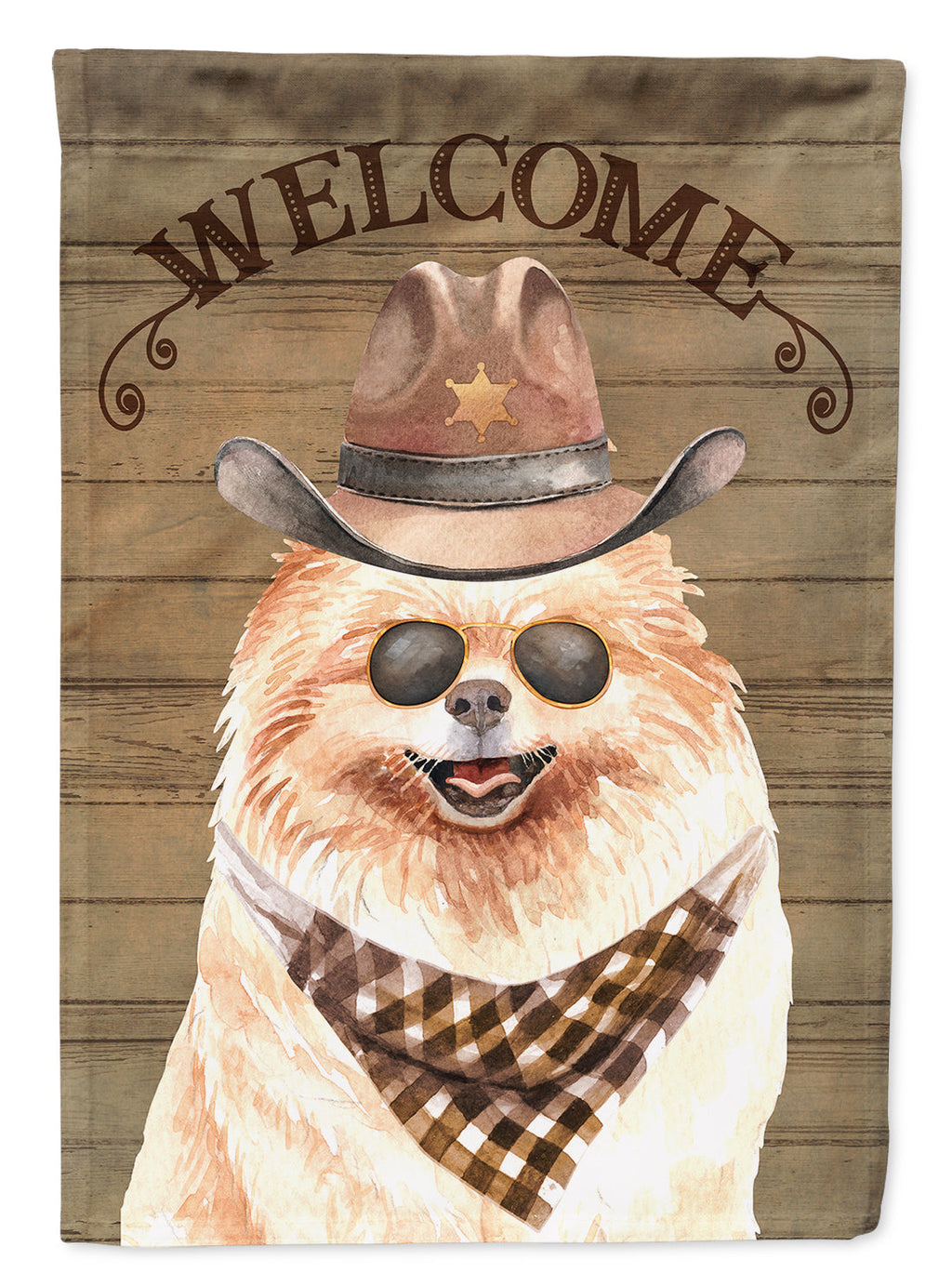 Pomeranian Country Dog House Flag 28x40 Porch Sleeve Pole Decorative Outside Yard Banner Artwork Wall Hanging, Polyester