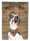 English Pointer Country Dog House Flag 28x40 Porch Sleeve Pole Decorative Outside Yard Banner Artwork Wall Hanging, Polyester