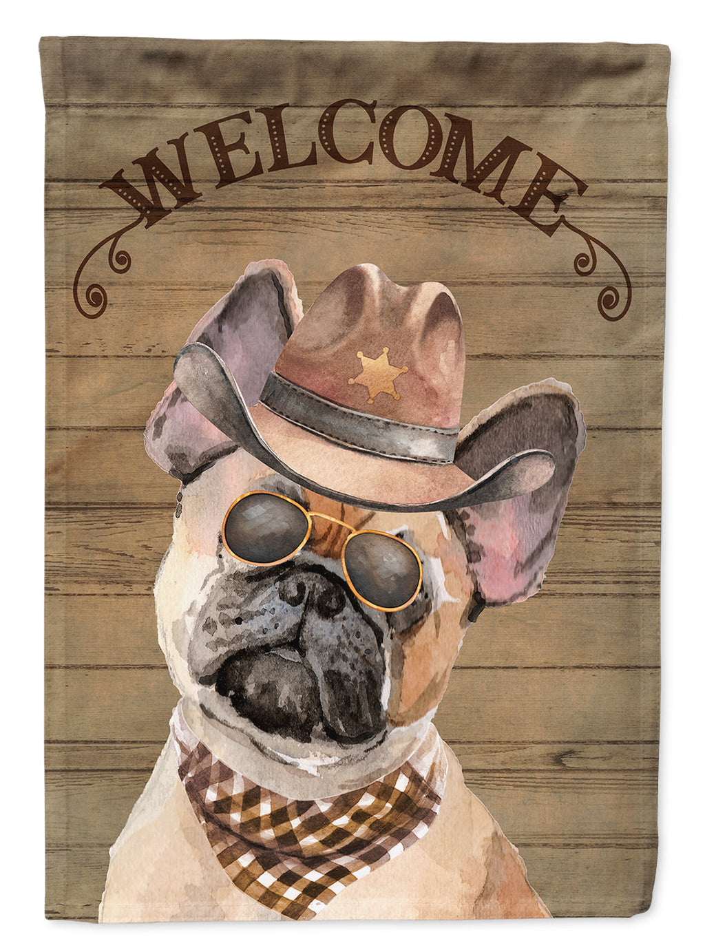 Fawn French Bulldog Country Dog House Flag 28x40 Porch Sleeve Pole Decorative Outside Yard Banner Artwork Wall Hanging, Polyester