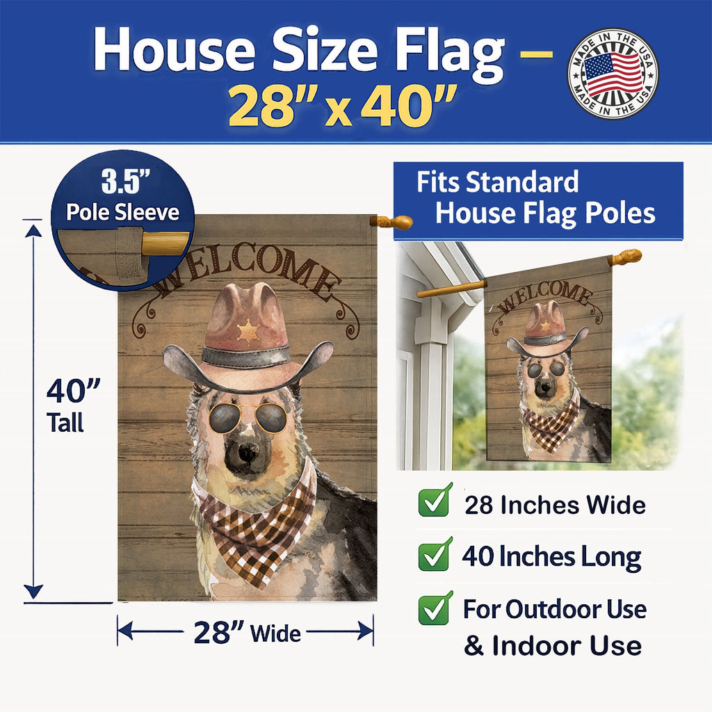 German Shepherd #2 Country Dog House Flag 28x40 Porch Sleeve Pole Decorative Outside Yard Banner Artwork Wall Hanging, Polyester
