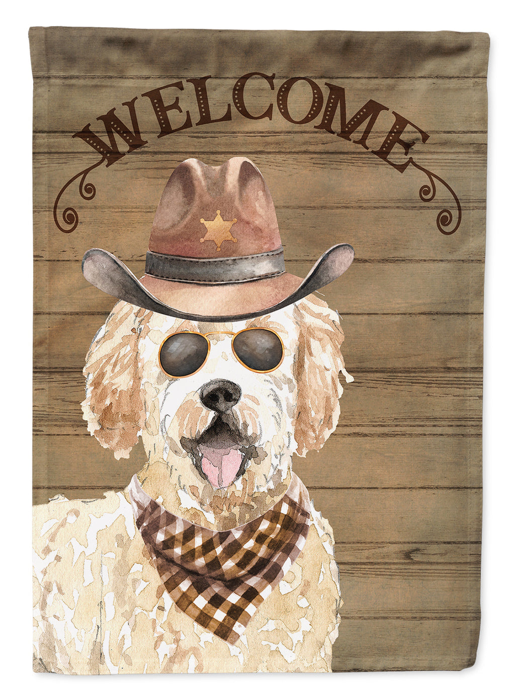 Goldendoodle Country Dog House Flag 28x40 Porch Sleeve Pole Decorative Outside Yard Banner Artwork Wall Hanging, Polyester