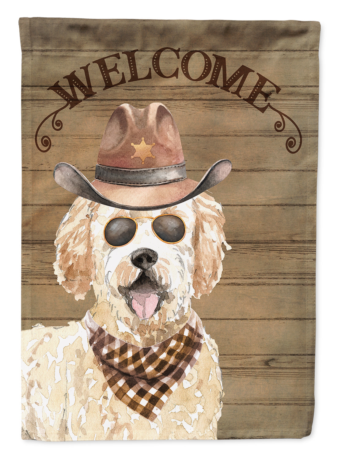 Goldendoodle Country Dog House Flag 28x40 Porch Sleeve Pole Decorative Outside Yard Banner Artwork Wall Hanging, Polyester