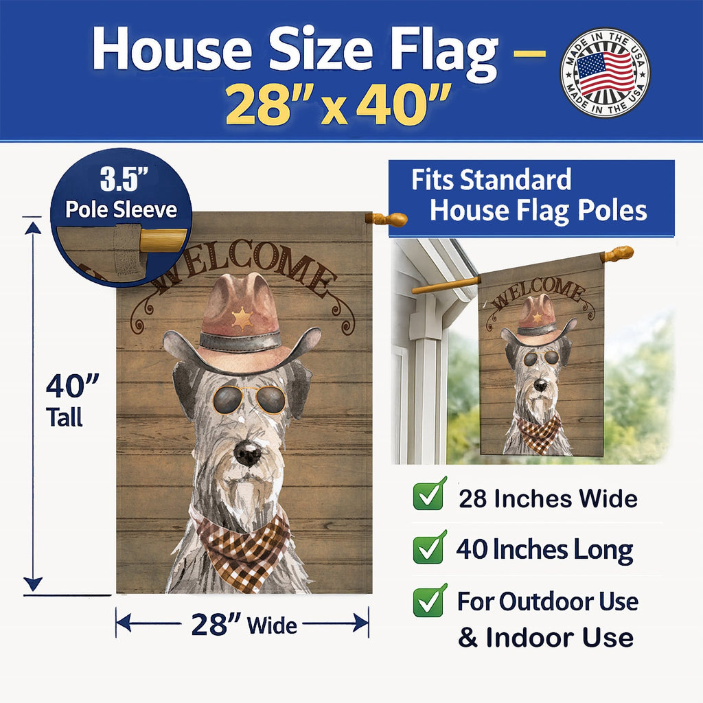 Irish Wolfhound Country Dog House Flag 28x40 Porch Sleeve Pole Decorative Outside Yard Banner Artwork Wall Hanging, Polyester