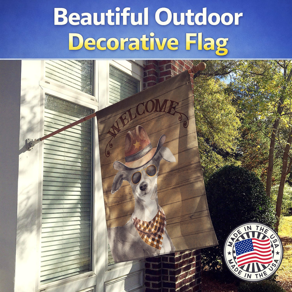 Italian Greyhound Country Dog House Flag 28x40 Porch Sleeve Pole Decorative Outside Yard Banner Artwork Wall Hanging, Polyester