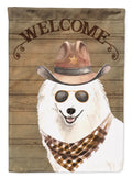 Japanese Spitz Country Dog House Flag 28x40 Porch Sleeve Pole Decorative Outside Yard Banner Artwork Wall Hanging, Polyester