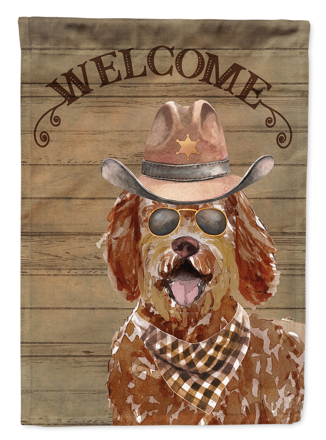 Labradoodle Country Dog House Flag 28x40 Porch Sleeve Pole Decorative Outside Yard Banner Artwork Wall Hanging, Polyester