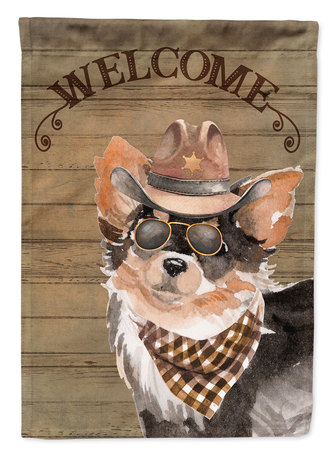 Longhaired Chihuahua Country Dog House Flag 28x40 Porch Sleeve Pole Decorative Outside Yard Banner Artwork Wall Hanging, Polyester