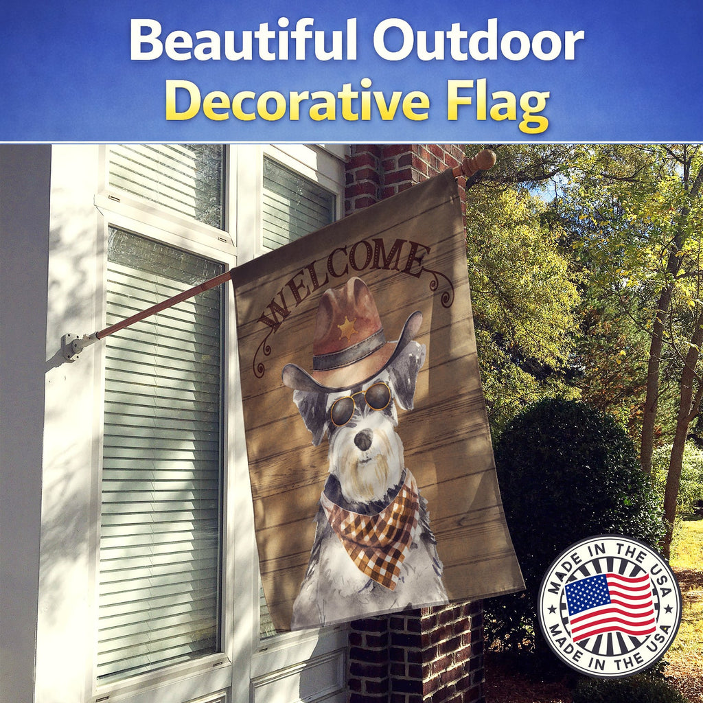 Schnauzer Country Dog House Flag 28x40 Porch Sleeve Pole Decorative Outside Yard Banner Artwork Wall Hanging, Polyester