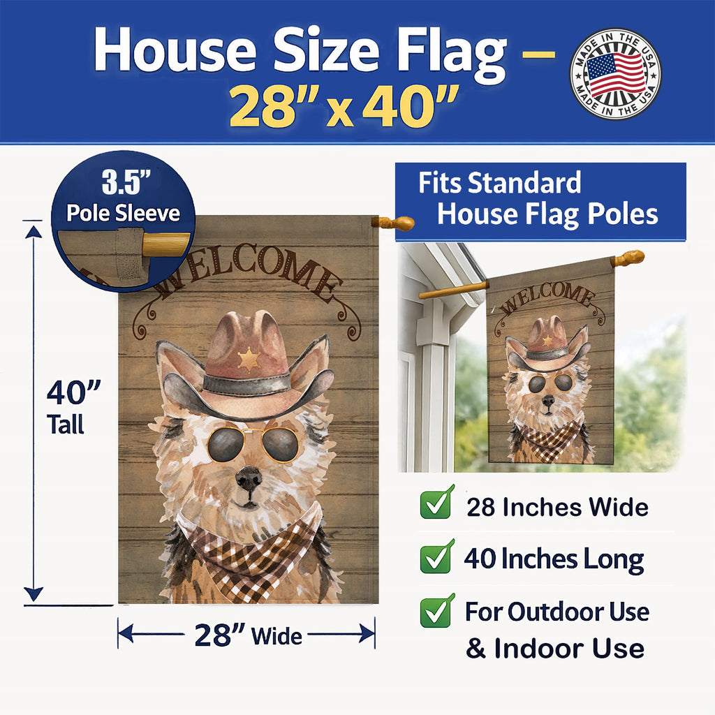 Norfolk Terrier Country Dog House Flag 28x40 Porch Sleeve Pole Decorative Outside Yard Banner Artwork Wall Hanging, Polyester