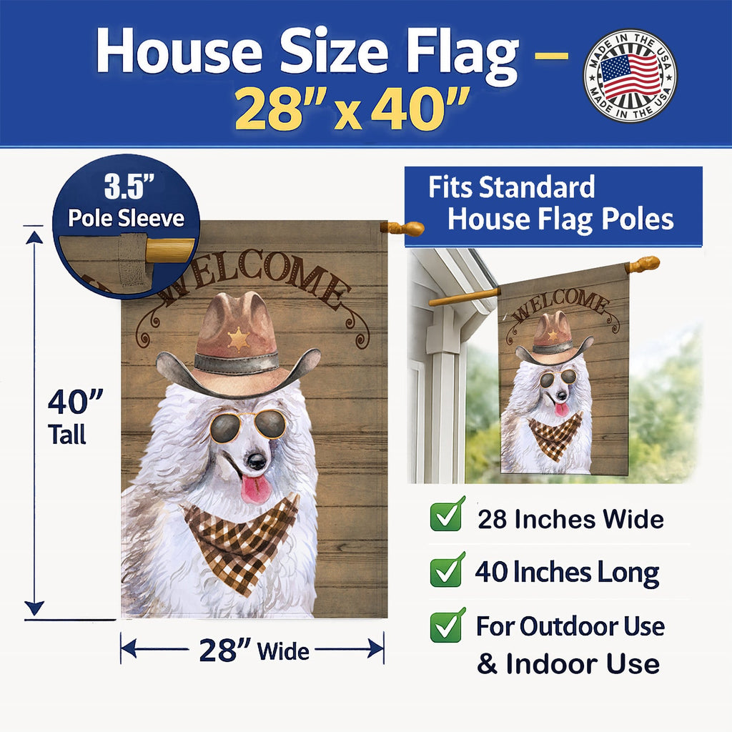 Medium Poodle Country Dog House Flag 28x40 Porch Sleeve Pole Decorative Outside Yard Banner Artwork Wall Hanging, Polyester