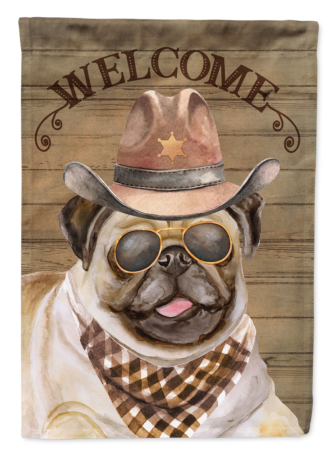 Pug Country Dog House Flag 28x40 Porch Sleeve Pole Decorative Outside Yard Banner Artwork Wall Hanging, Polyester