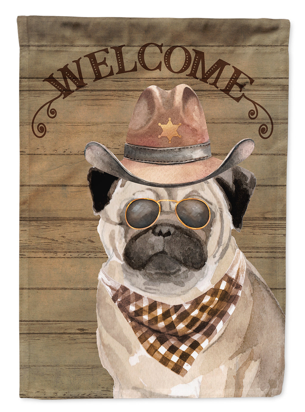 Pug #2 Country Dog House Flag 28x40 Porch Sleeve Pole Decorative Outside Yard Banner Artwork Wall Hanging, Polyester