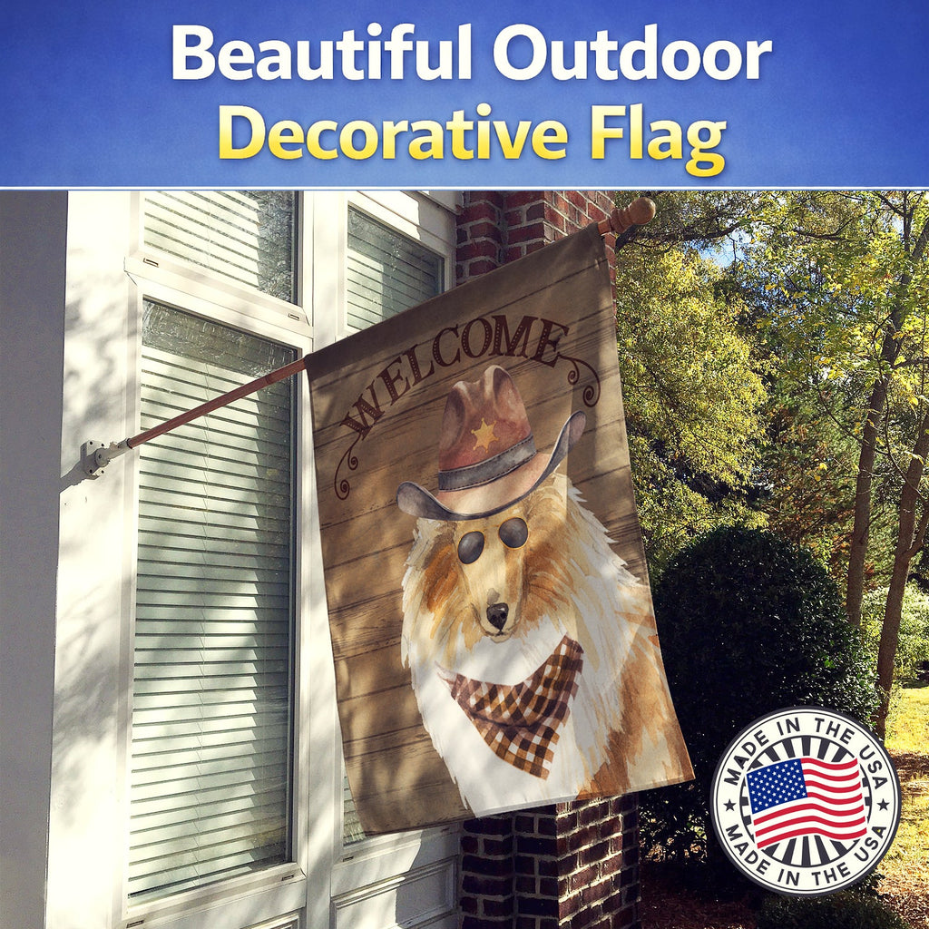 Rough Collie Country Dog House Flag 28x40 Porch Sleeve Pole Decorative Outside Yard Banner Artwork Wall Hanging, Polyester
