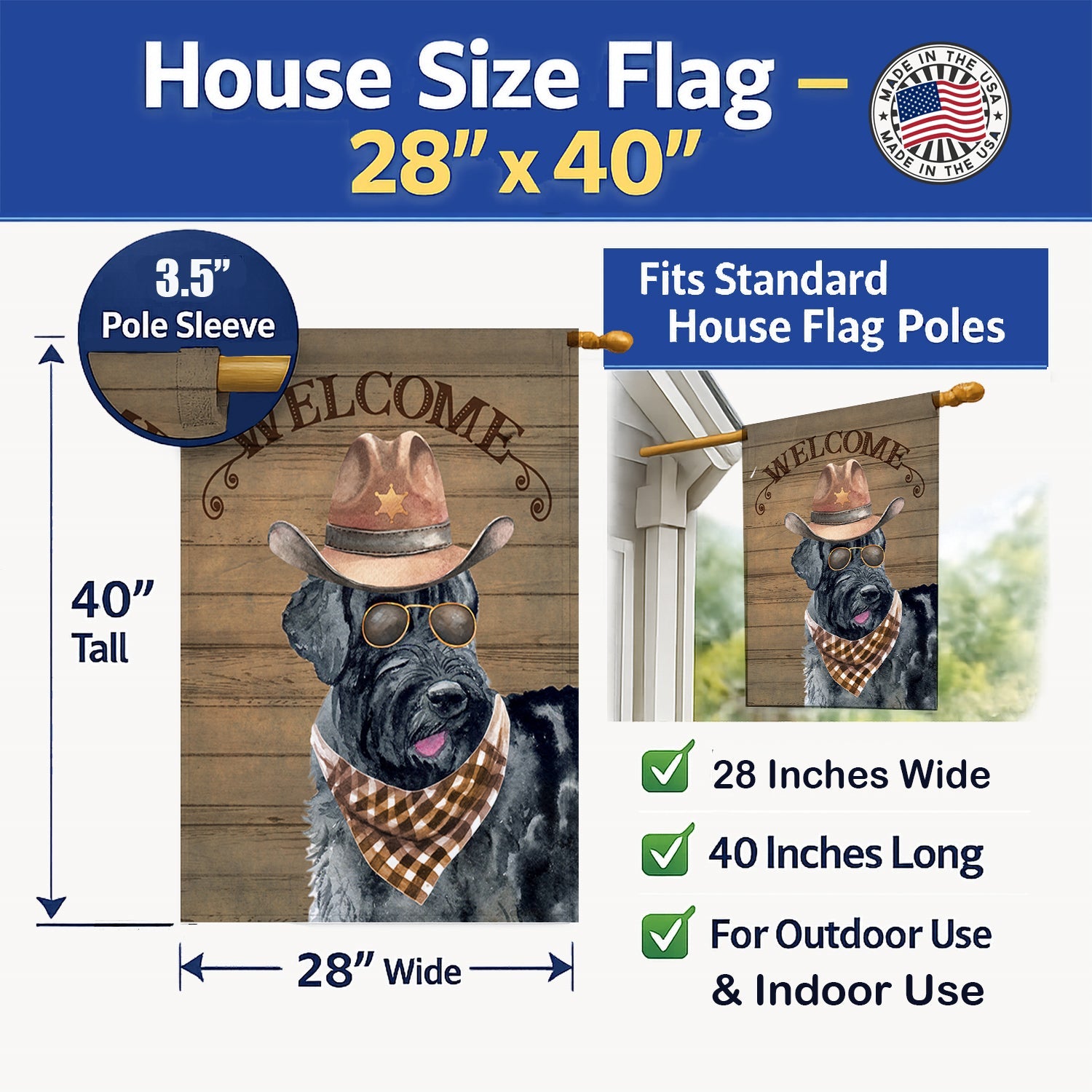 Giant Schnauzer Country Dog House Flag 28x40 Porch Sleeve Pole Decorative Outside Yard Banner Artwork Wall Hanging, Polyester