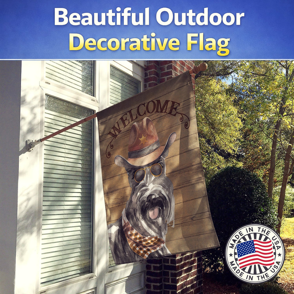 Scottish Terrier Country Dog House Flag 28x40 Porch Sleeve Pole Decorative Outside Yard Banner Artwork Wall Hanging, Polyester