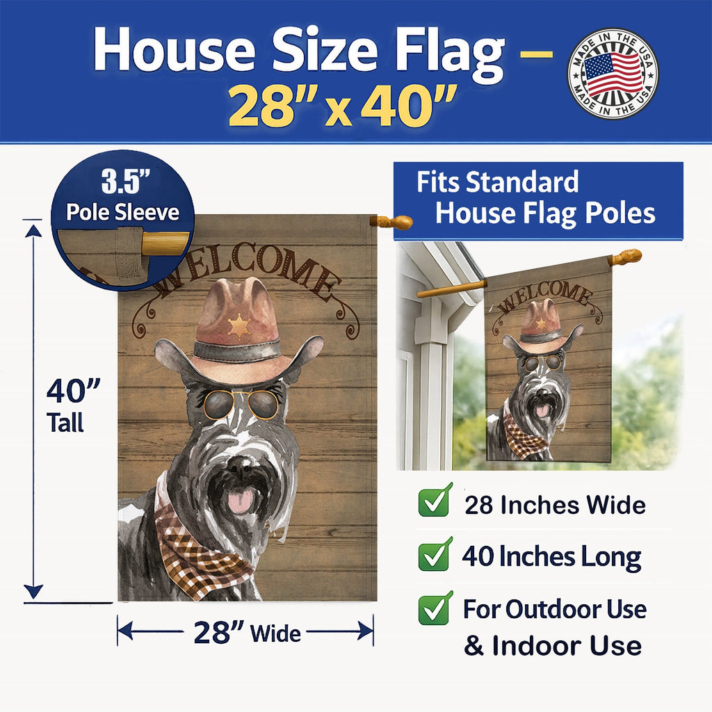 Scottish Terrier Country Dog House Flag 28x40 Porch Sleeve Pole Decorative Outside Yard Banner Artwork Wall Hanging, Polyester