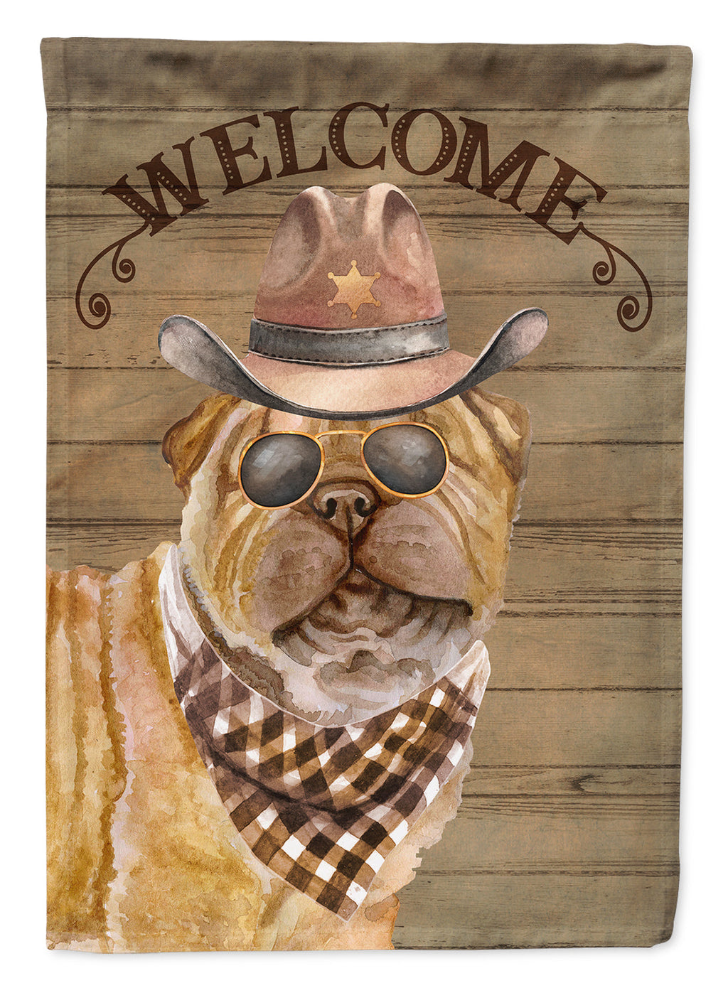 Shar Pei Country Dog House Flag 28x40 Porch Sleeve Pole Decorative Outside Yard Banner Artwork Wall Hanging, Polyester