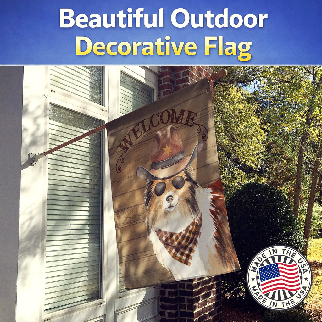 Sheltie Shetland Sheepdog #2 Country Dog House Flag 28x40 Porch Sleeve Pole Decorative Outside Yard Banner Artwork Wall Hanging, Polyester