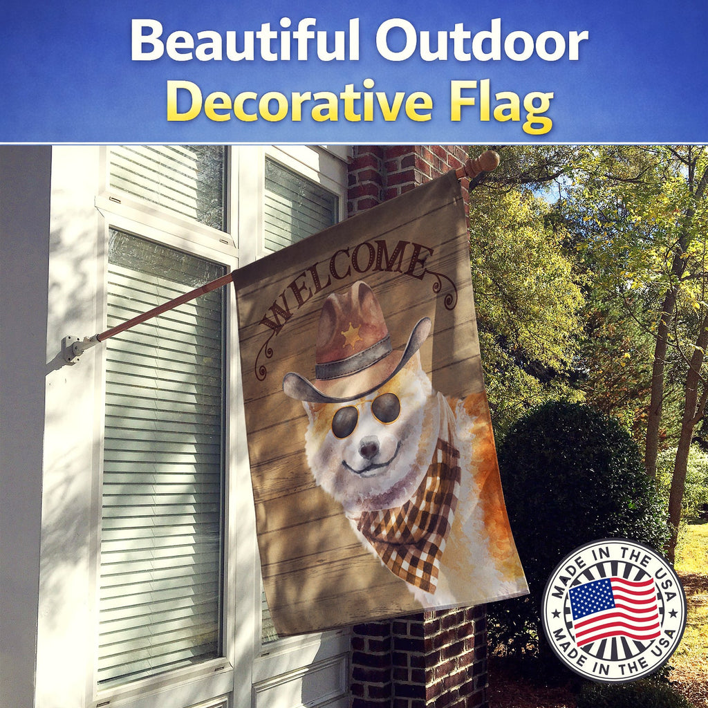 Shiba Inu Country Dog House Flag 28x40 Porch Sleeve Pole Decorative Outside Yard Banner Artwork Wall Hanging, Polyester