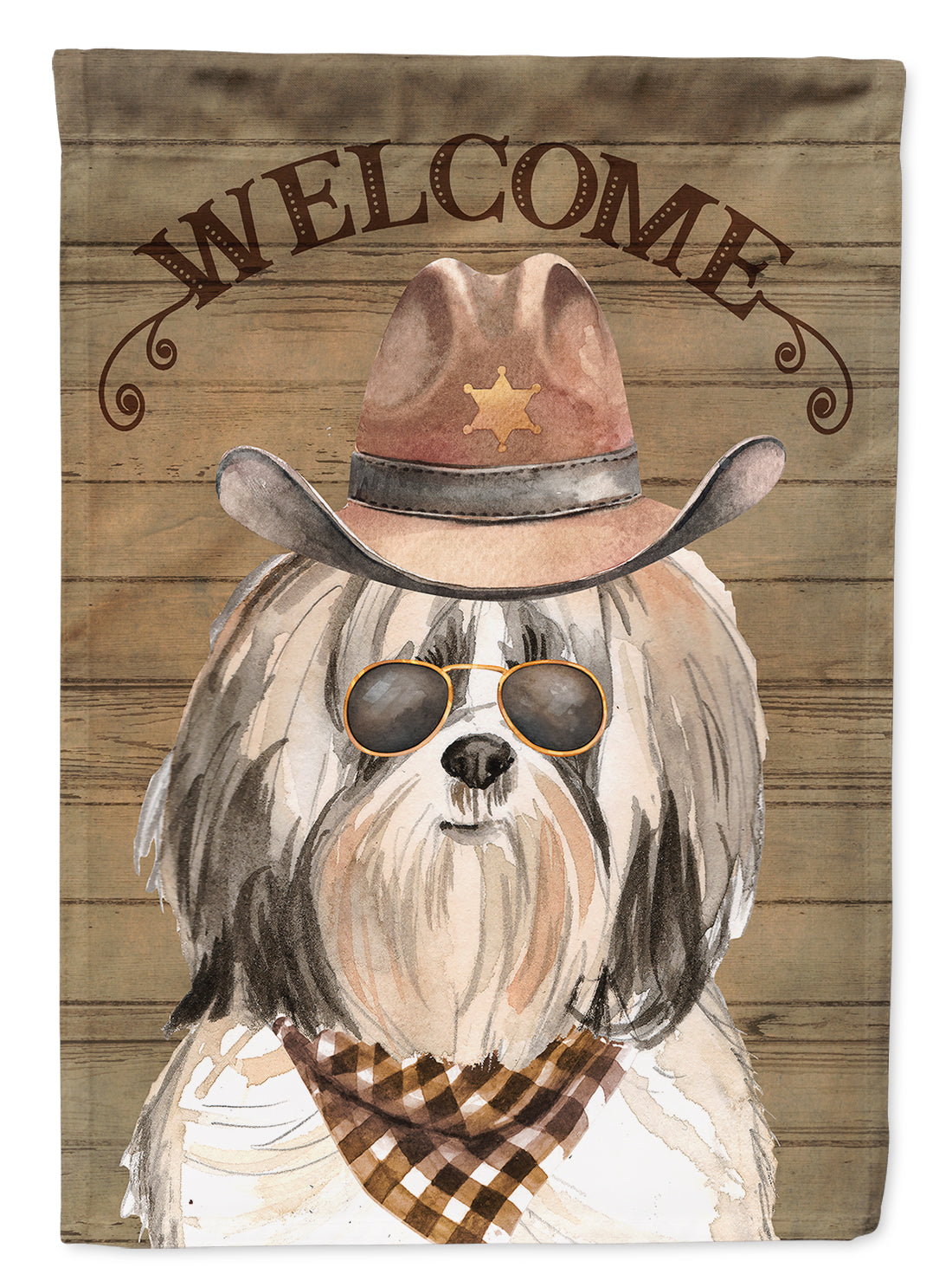 Shih Tzu #2 Country Dog House Flag 28x40 Porch Sleeve Pole Decorative Outside Yard Banner Artwork Wall Hanging, Polyester