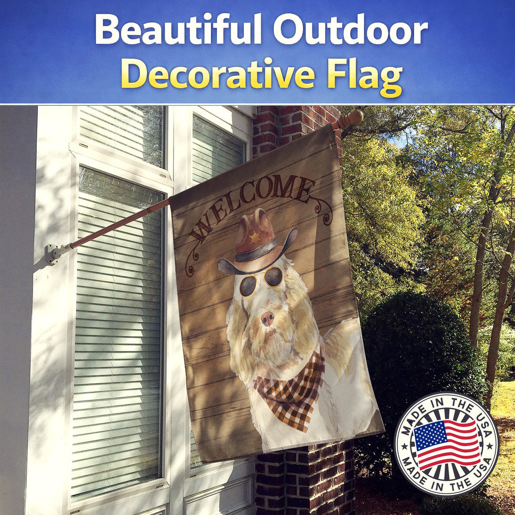Spinone Italiano Country Dog House Flag 28x40 Porch Sleeve Pole Decorative Outside Yard Banner Artwork Wall Hanging, Polyester